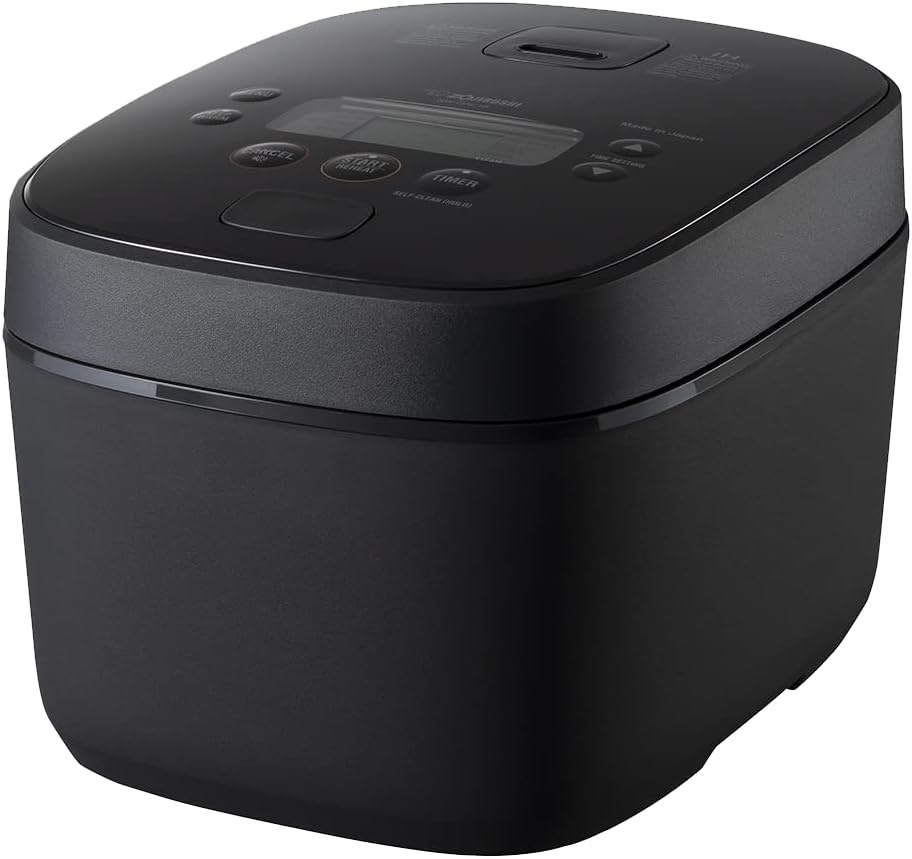 Zojirushi NW-QAC10 5.5-Cup Capacity Flat-Top Induction Cooker and Warmer with Custom Cooking Pan, Double Non-Stick Coating for Easy Clean-Up (Black)(10.375 x 13.375 x 9)