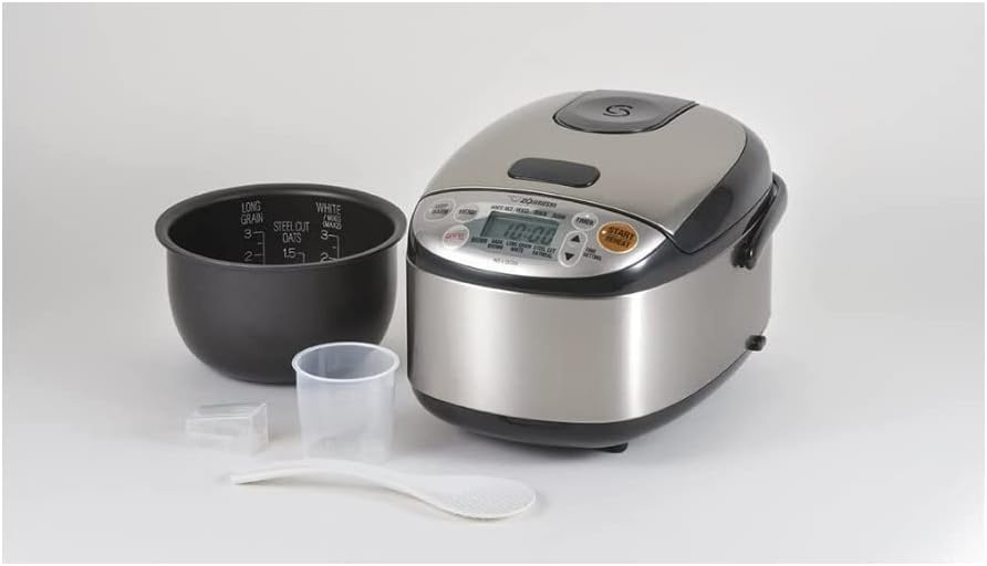 Zojirushi Micom 3-Cup Compact Size, Multiple Settings, Stainless Steel Made, Built-In Retractable Power Cord and Easy to Transport Rice Cooker and Warmer(Stainless Black)