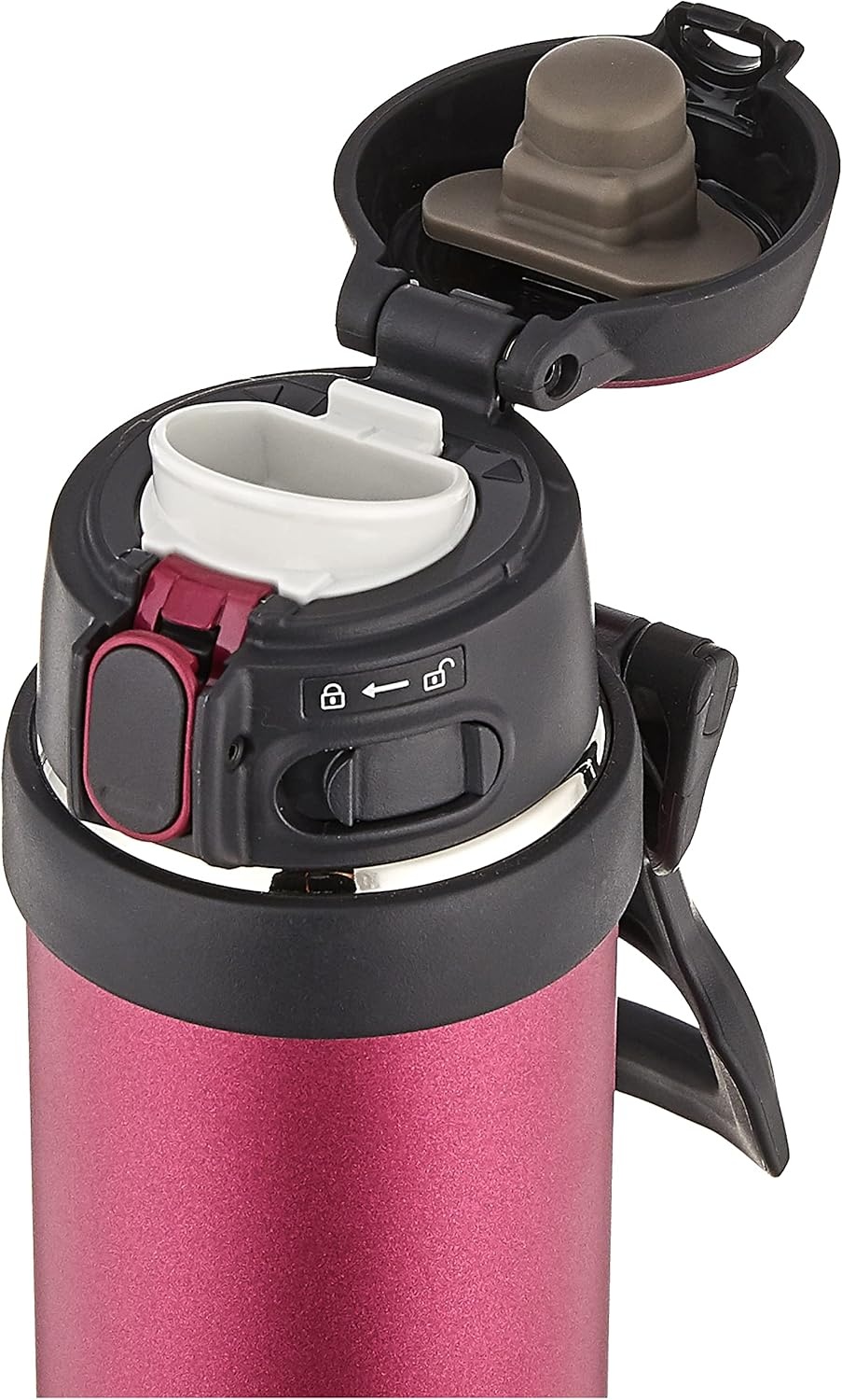 Zojirushi SM-QHE60GK, Flip-and-Go Stainless Mug, 20-Ounce, Teal(Hibiscus Red)
