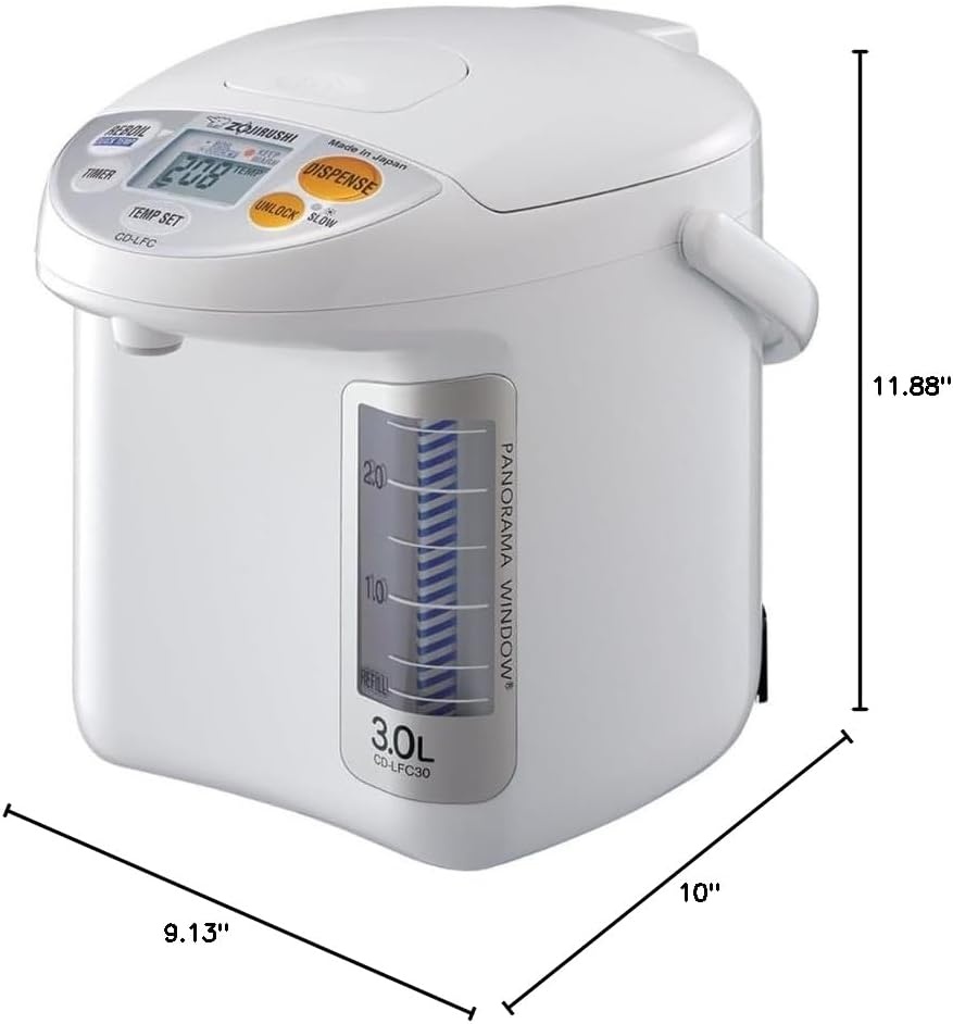 Zojirushi CD-LFC30 Panorama Window Micom Water Boiler and Warmer, 101 oz/3.0 L, White(3.2 Quarts)