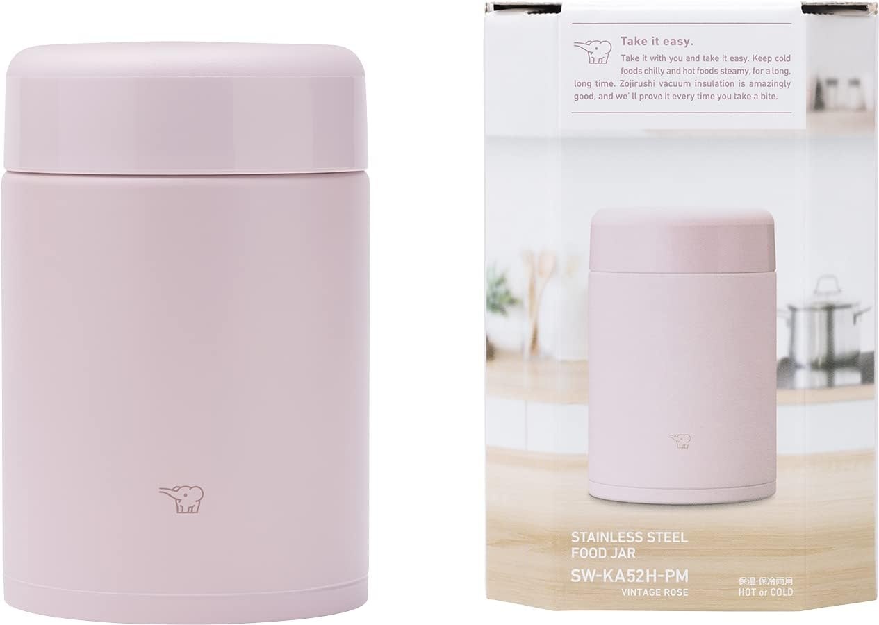 Zojirushi SW-KA52H Stainless Steel Lunch Jar 18 oz Medium Gray(Vintage Rose)
