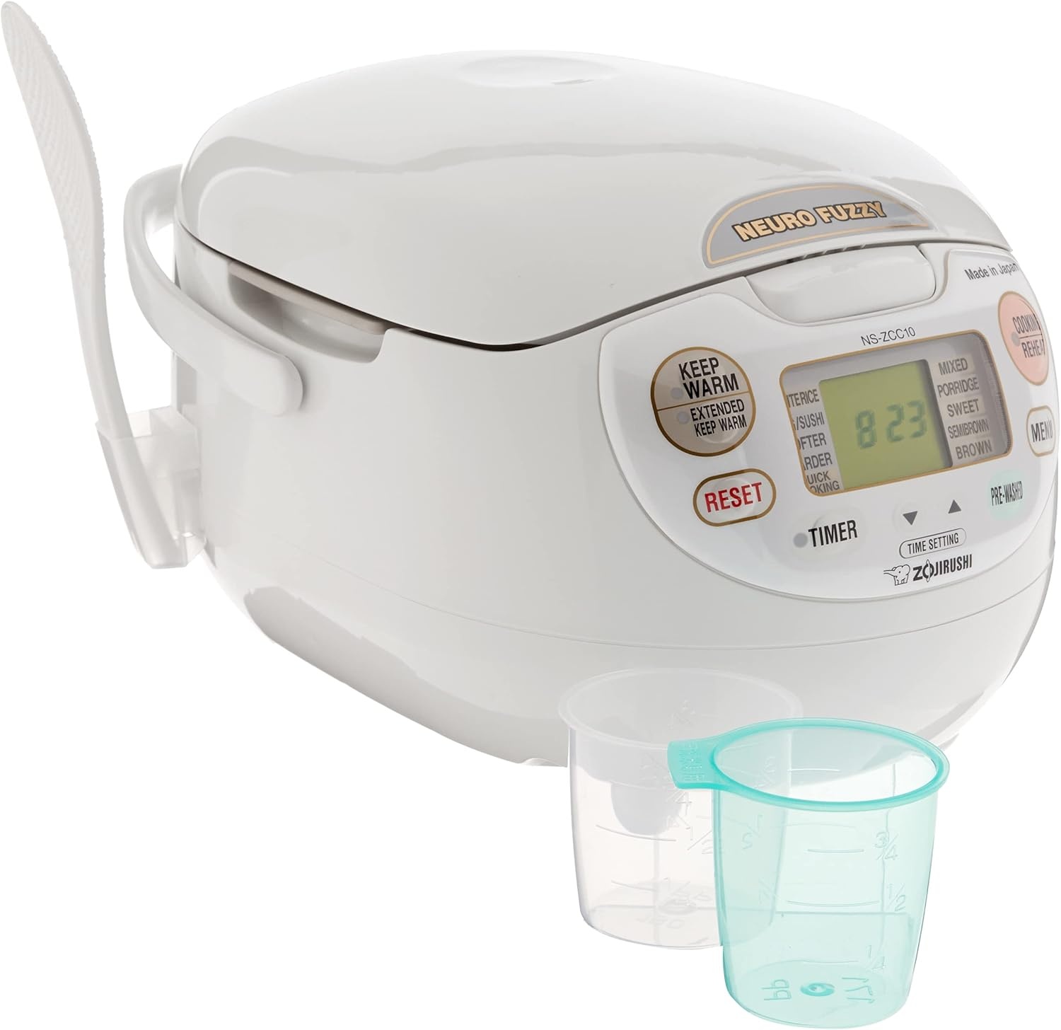 Zojirushi NS-ZCC10 5-1/2-Cup Neuro Fuzzy Rice Cooker and Warmer, Premium White(5.5-Cup uncooked rice)