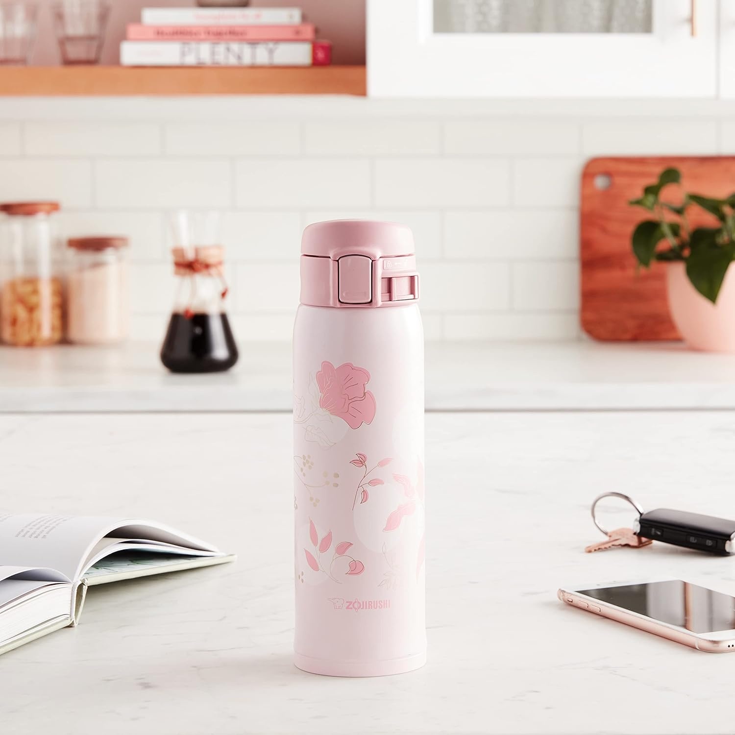 Zojirushi SM-SG48GJ Stainless Steel Vacuum Insulated Mug, 16-Ounce, Star Mint(Bloom Pink)